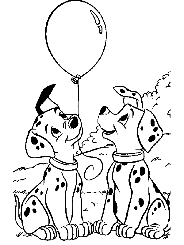 coloriage 101 dalmatiens et le ballon